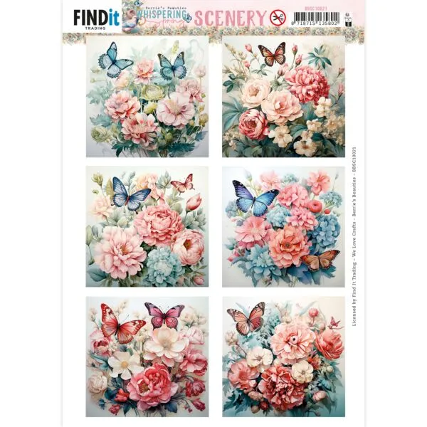 Butterfly Square Whispering Spring Die-Cuts, 6 pieces